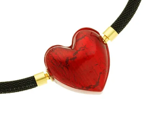 Murano Glass Heart Pendant with Vario Clasps