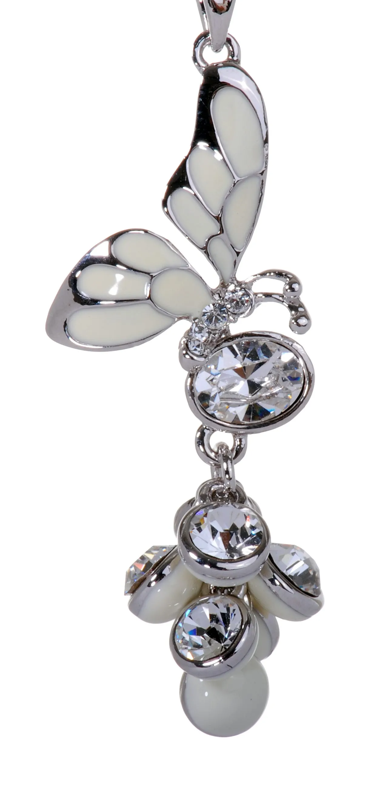N7186 Rhodium Swarovski Butterfly Pendant Necklace