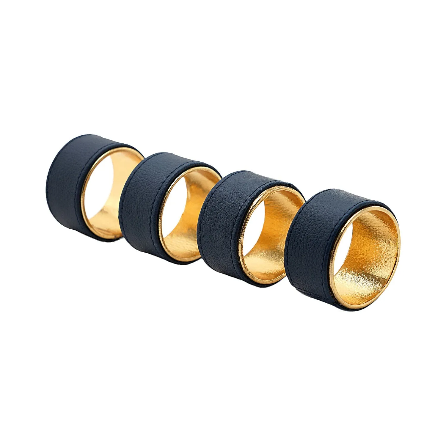 Napkin Ring-Set Of 4, Blue/Gold, 5X5X3Cm
