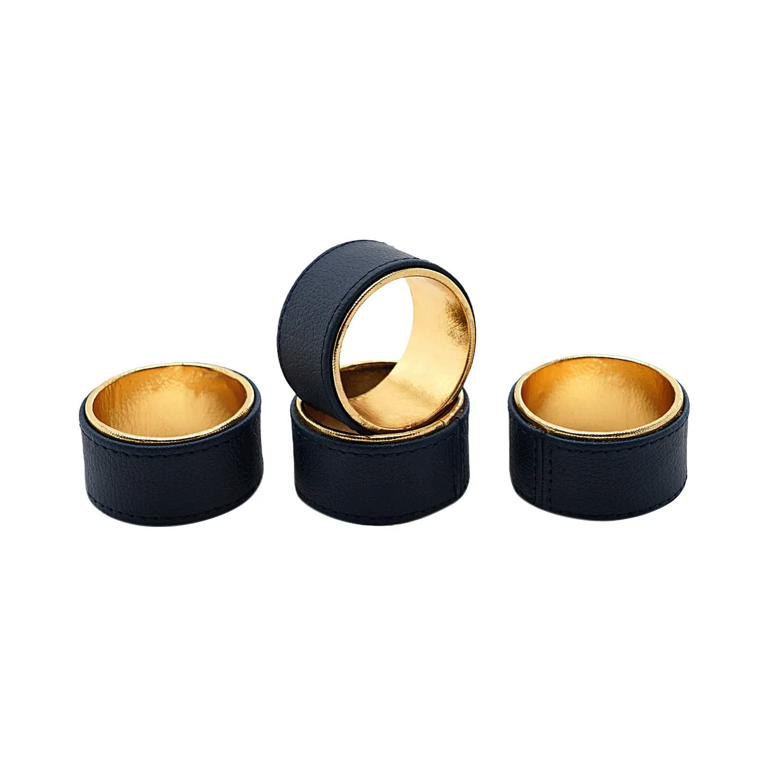 Napkin Ring-Set Of 4, Blue/Gold, 5X5X3Cm