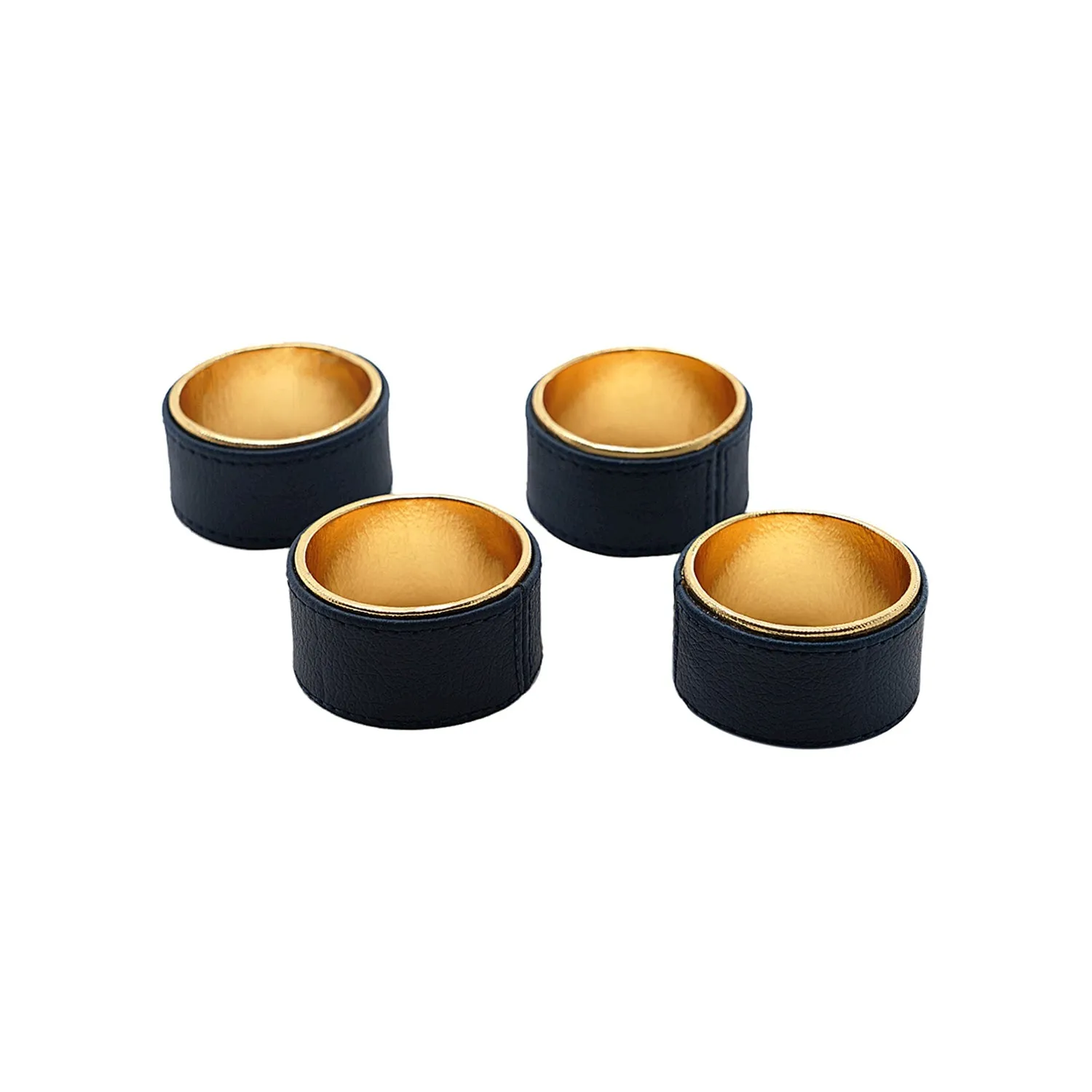 Napkin Ring-Set Of 4, Blue/Gold, 5X5X3Cm