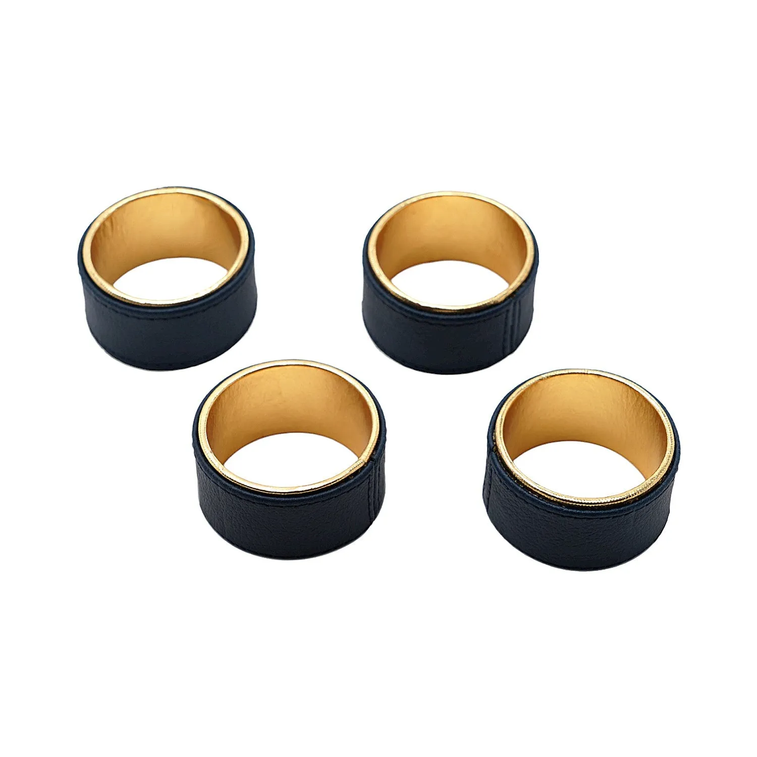 Napkin Ring-Set Of 4, Blue/Gold, 5X5X3Cm