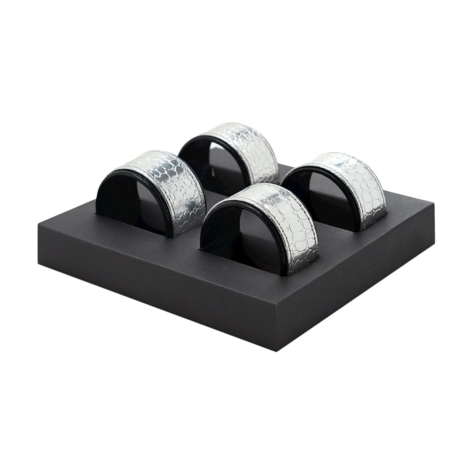 Napkin Ring-Set Of 4, Sil/Black, 5X5X3Cm