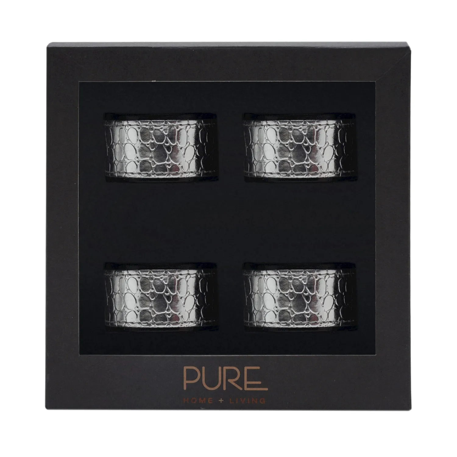 Napkin Ring-Set Of 4, Sil/Black, 5X5X3Cm