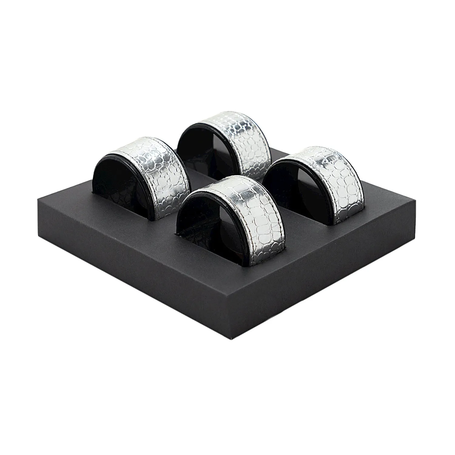 Napkin Ring-Set Of 4, Sil/Black, 5X5X3Cm