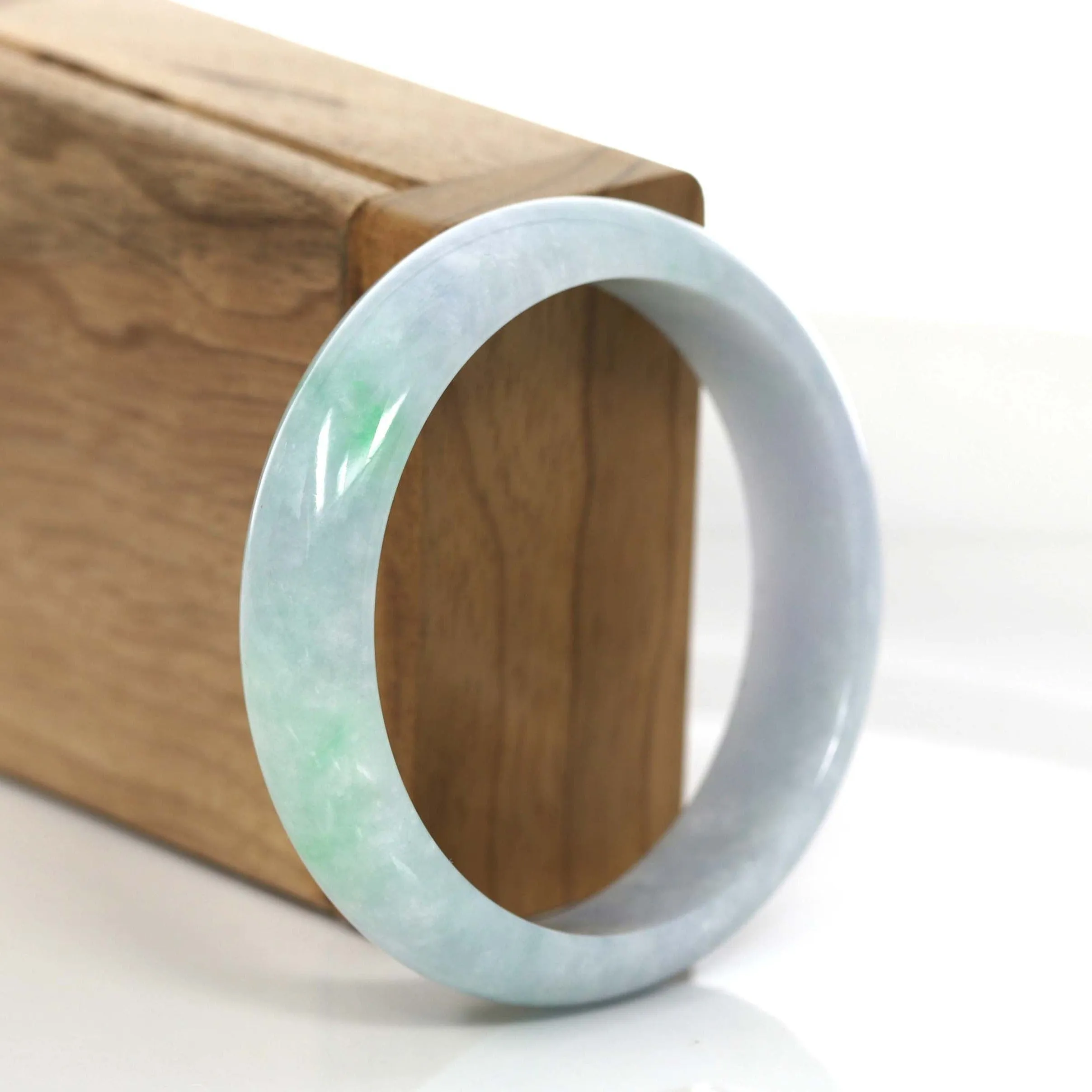 Natural Lavender- Green Jadeite Jade Bangle Bracelet (56.41 mm) #727