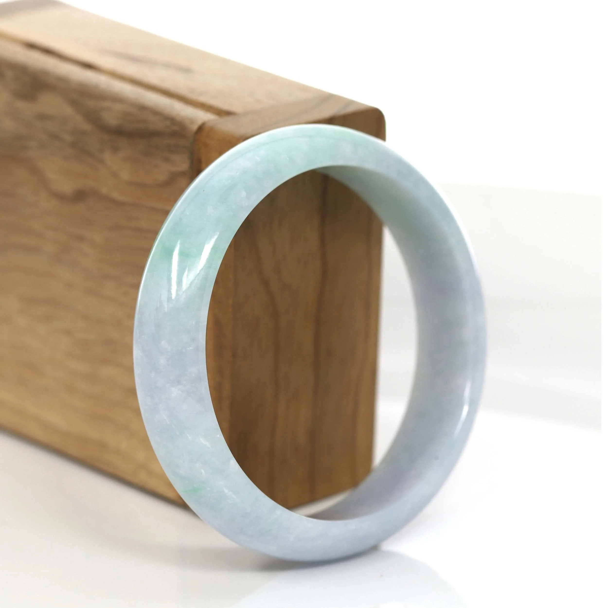 Natural Lavender- Green Jadeite Jade Bangle Bracelet (56.41 mm) #727