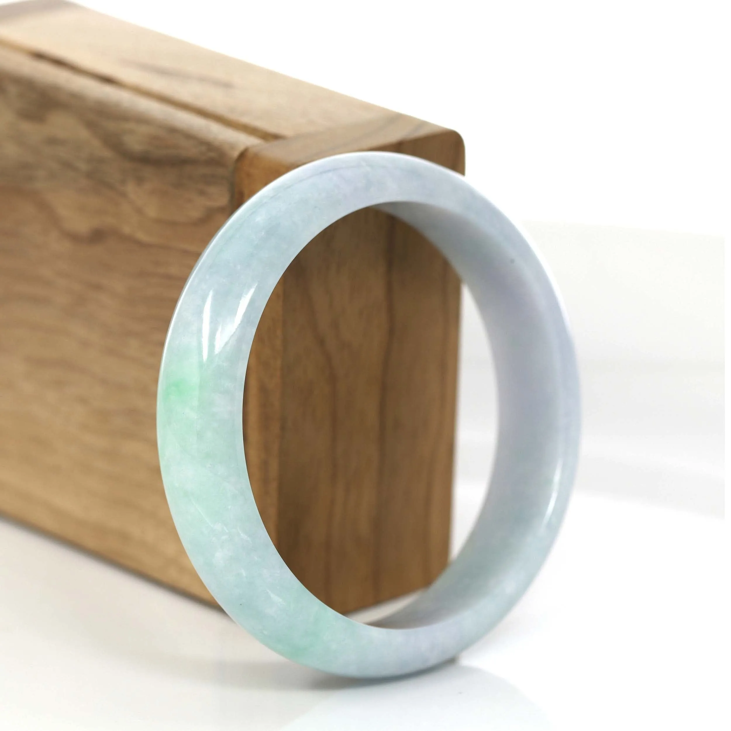 Natural Lavender- Green Jadeite Jade Bangle Bracelet (56.41 mm) #727