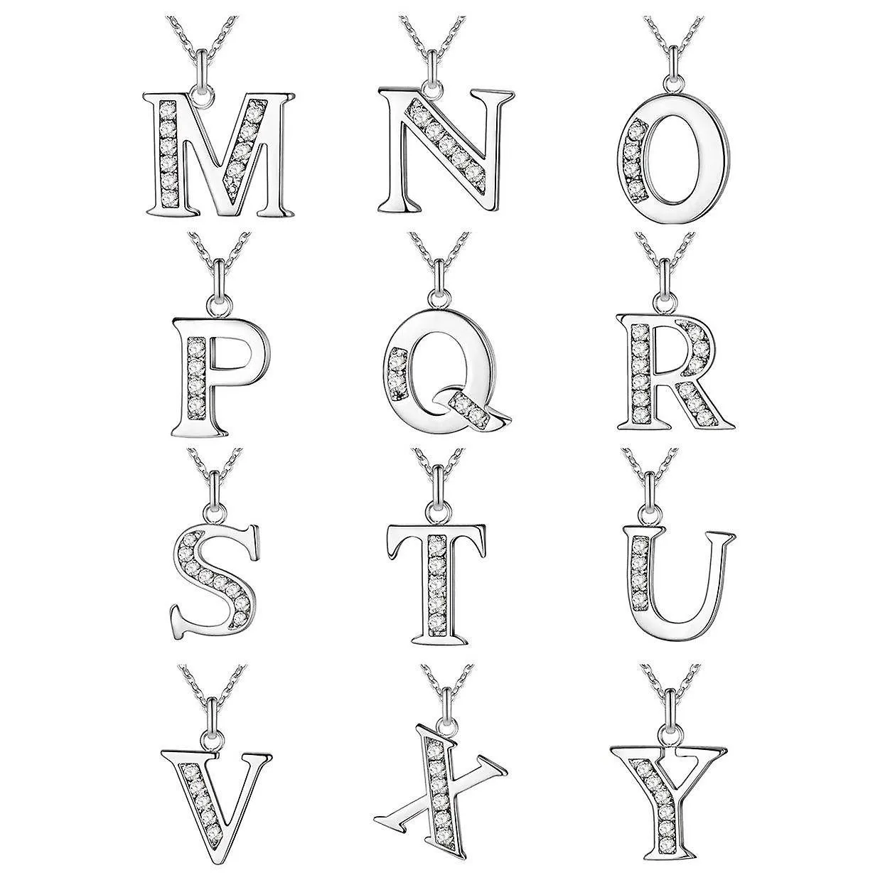Necklaces s  silver plated alphabet necklace initial 26 letters personalized charm pendant
