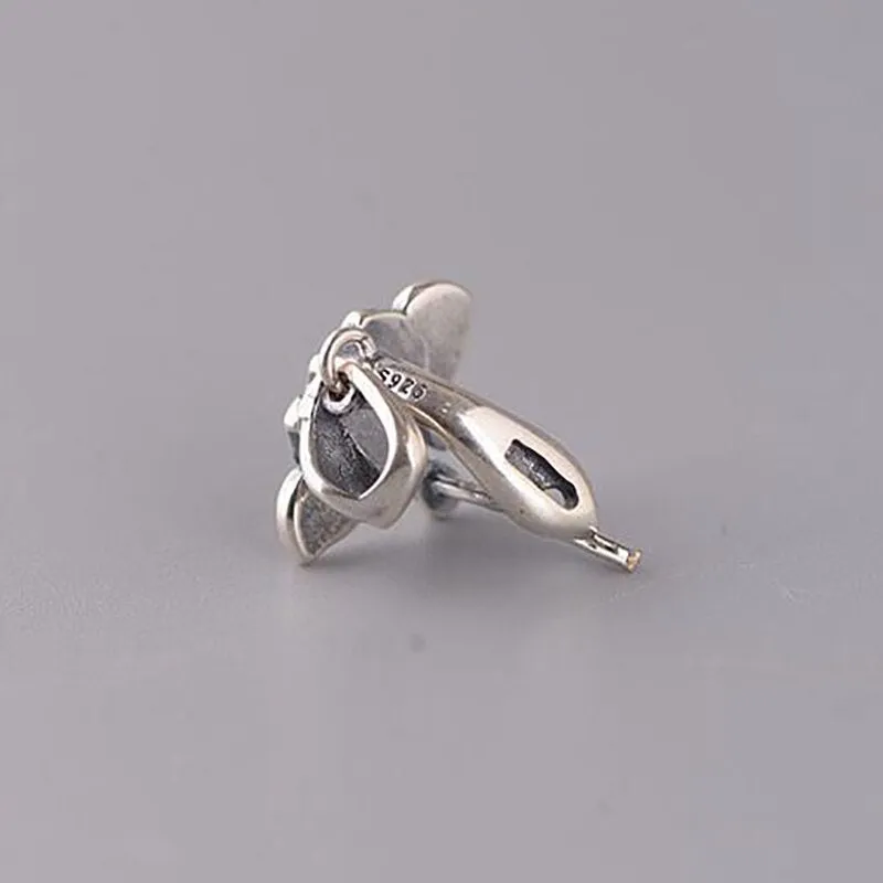 New Silver Enamel Lotus Blue Pendant Necklace