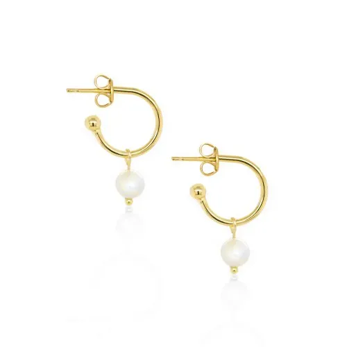 New Sterling Silver Gold Vermeil Hoop with Baroque Pearl Drops