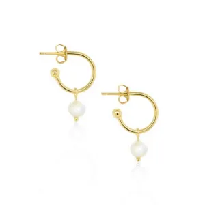 New Sterling Silver Gold Vermeil Hoop with Baroque Pearl Drops