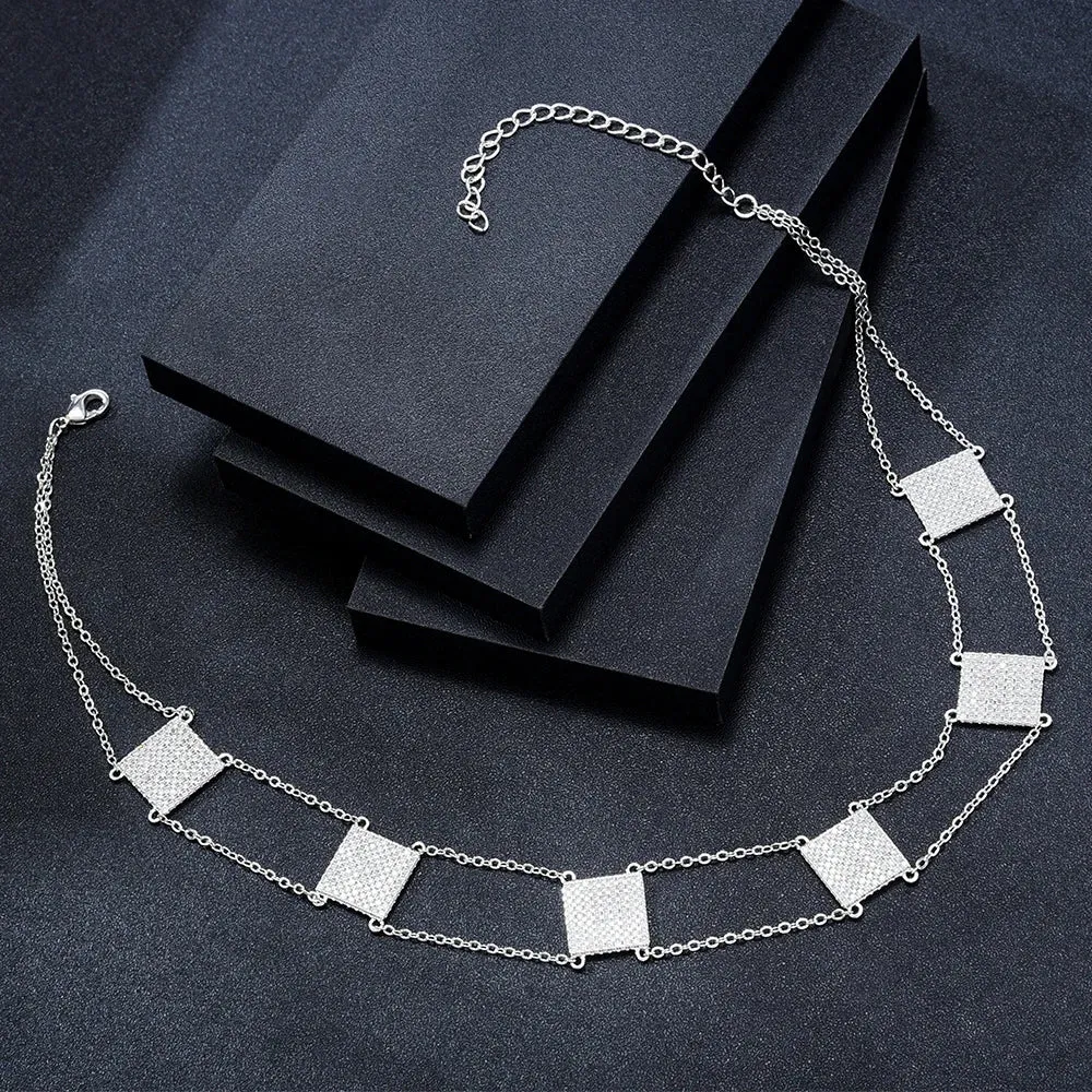 New Trendy Double Layer Chains Necklace Jewelry for Women Girl
