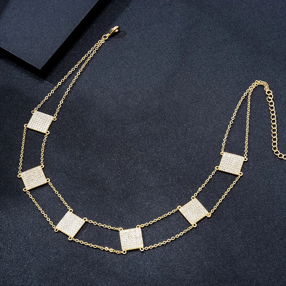 New Trendy Double Layer Chains Necklace Jewelry for Women Girl