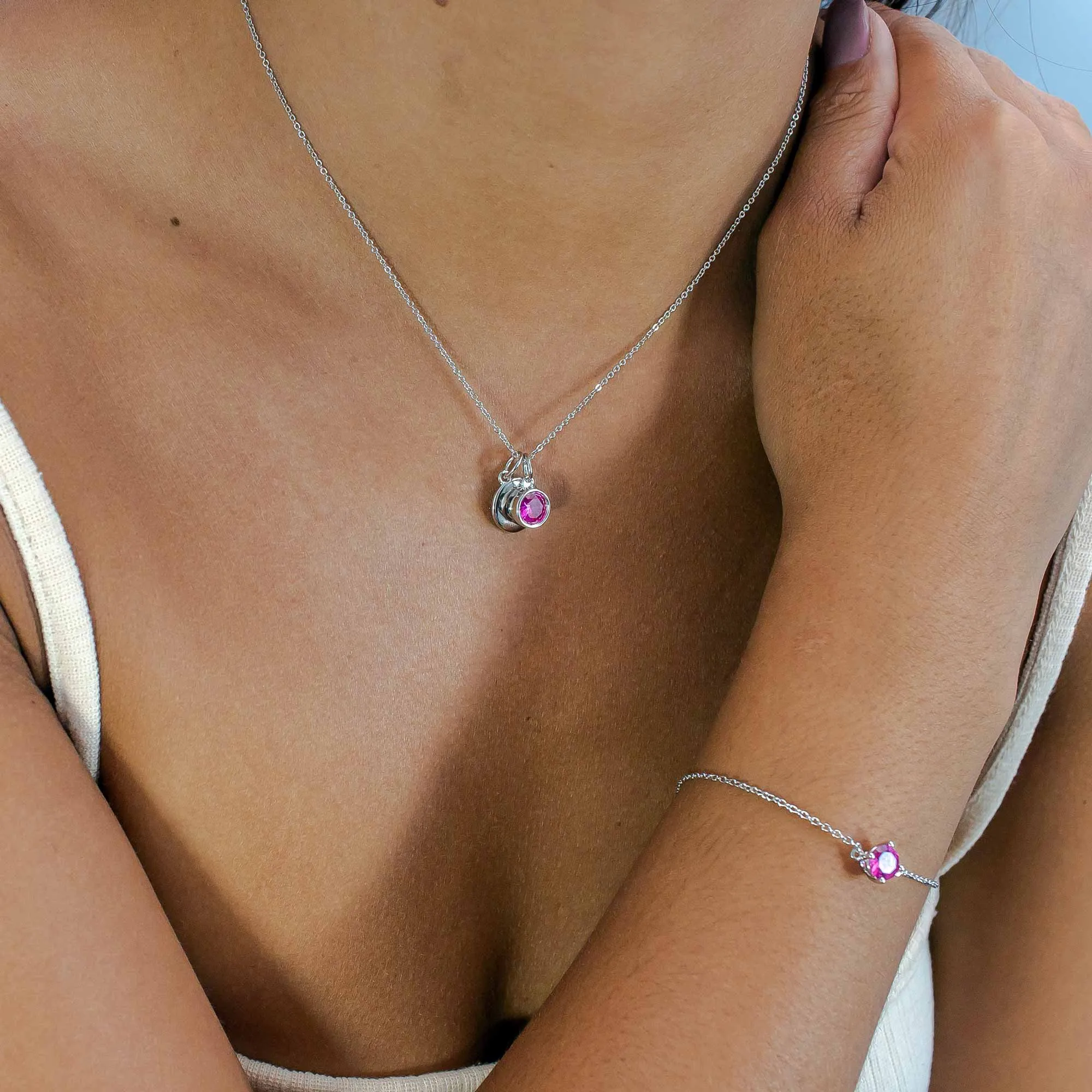 October Birthstone Pendant - Pink Tourmaline