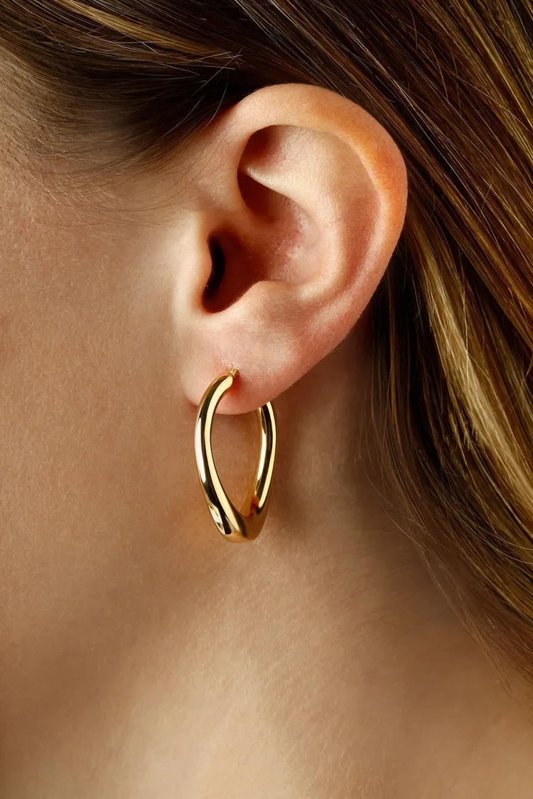 Offset U Hoop Earrings, 14Kt