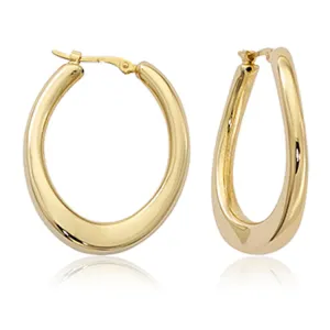 Offset U Hoop Earrings, 14Kt