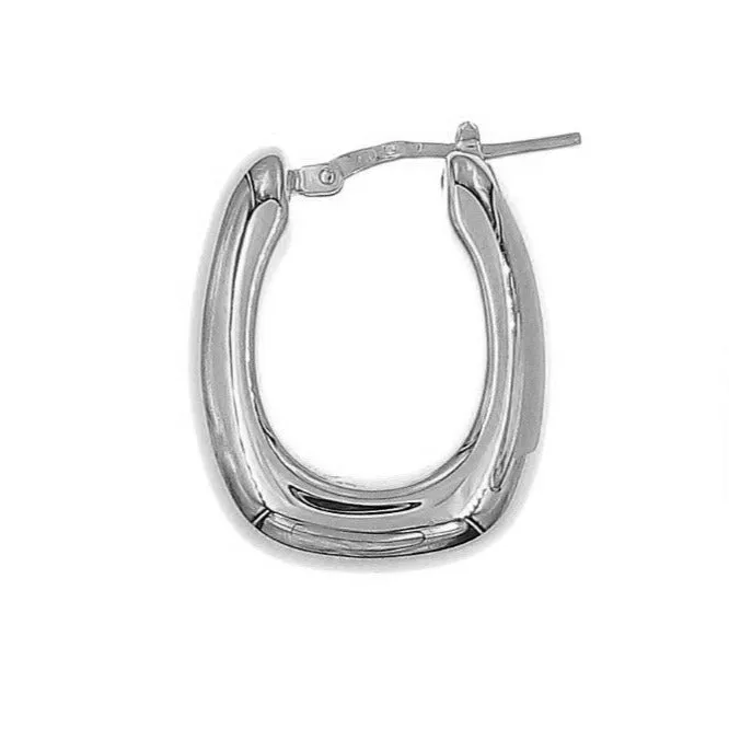 Oval, Graduated Hoop Earrings - Silver