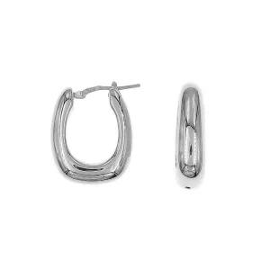 Oval, Graduated Hoop Earrings - Silver