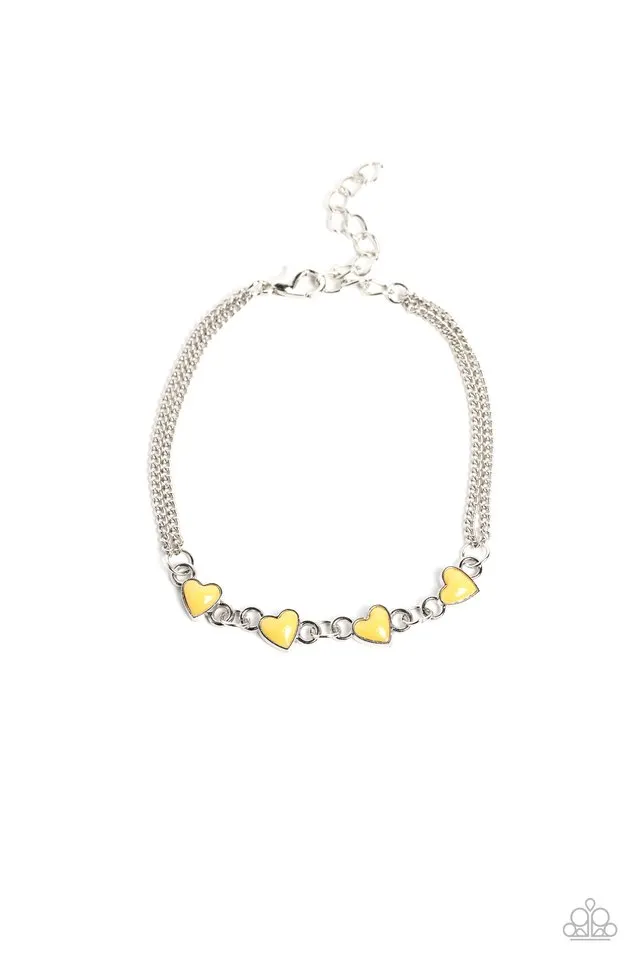 Paparazzi Bracelet ~ Smitten Sweethearts - Yellow