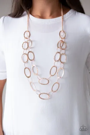 Paparazzi Necklace ~ Glimmer Goals - Rose Gold