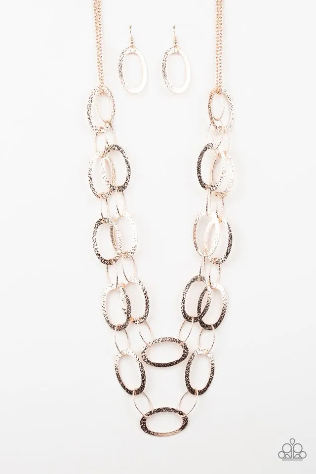 Paparazzi Necklace ~ Glimmer Goals - Rose Gold