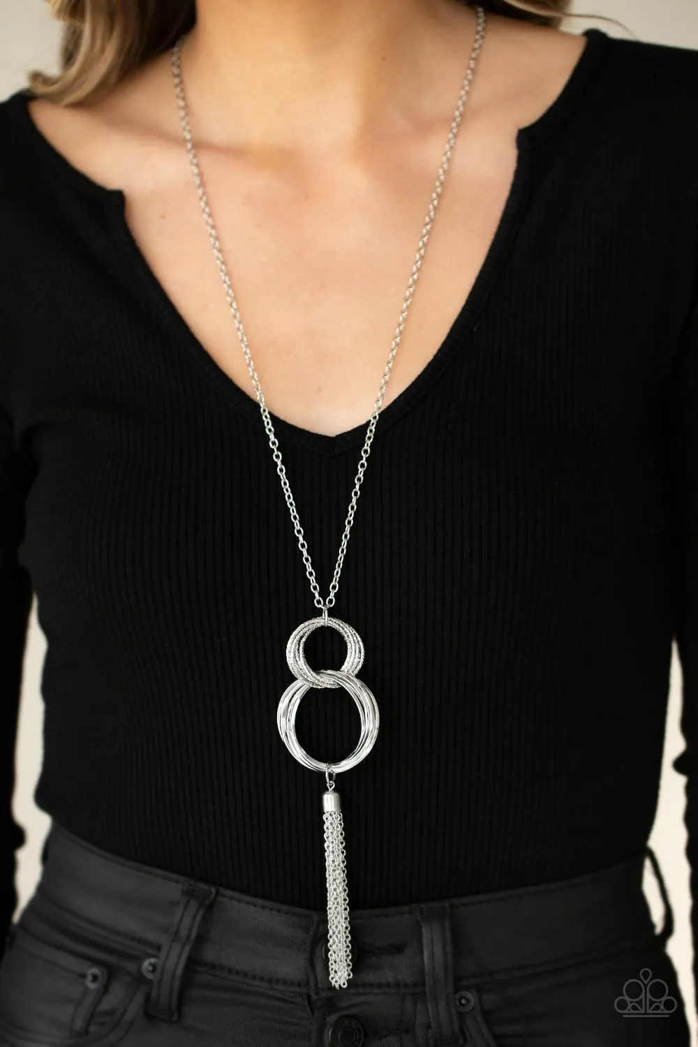 Paparazzi Orbiting Splendor Silver Long Necklace