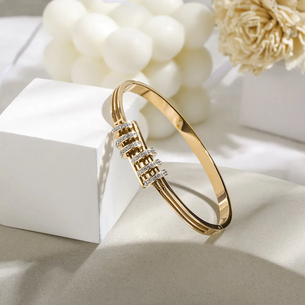 Parallel Circle CZ Bangle