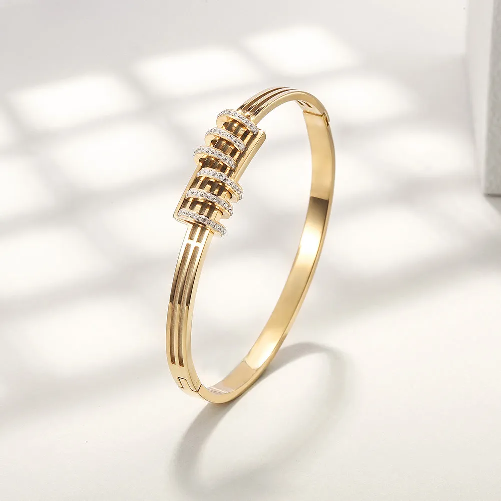 Parallel Circle CZ Bangle