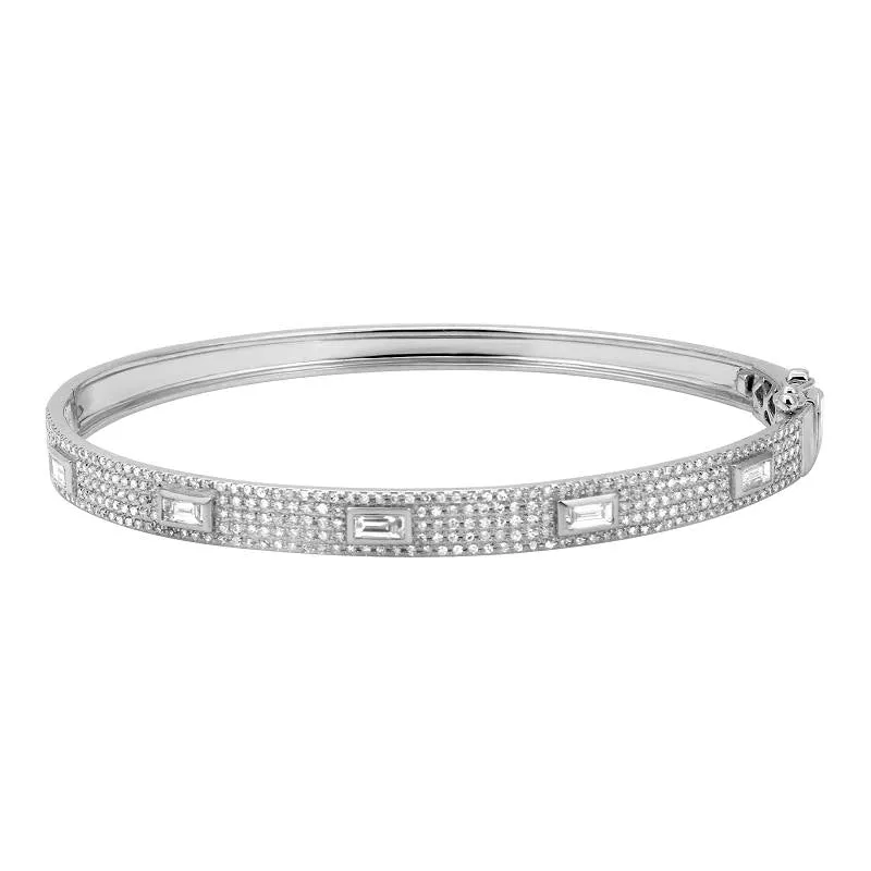 Pave and Baguettes Full Diamond Bangle