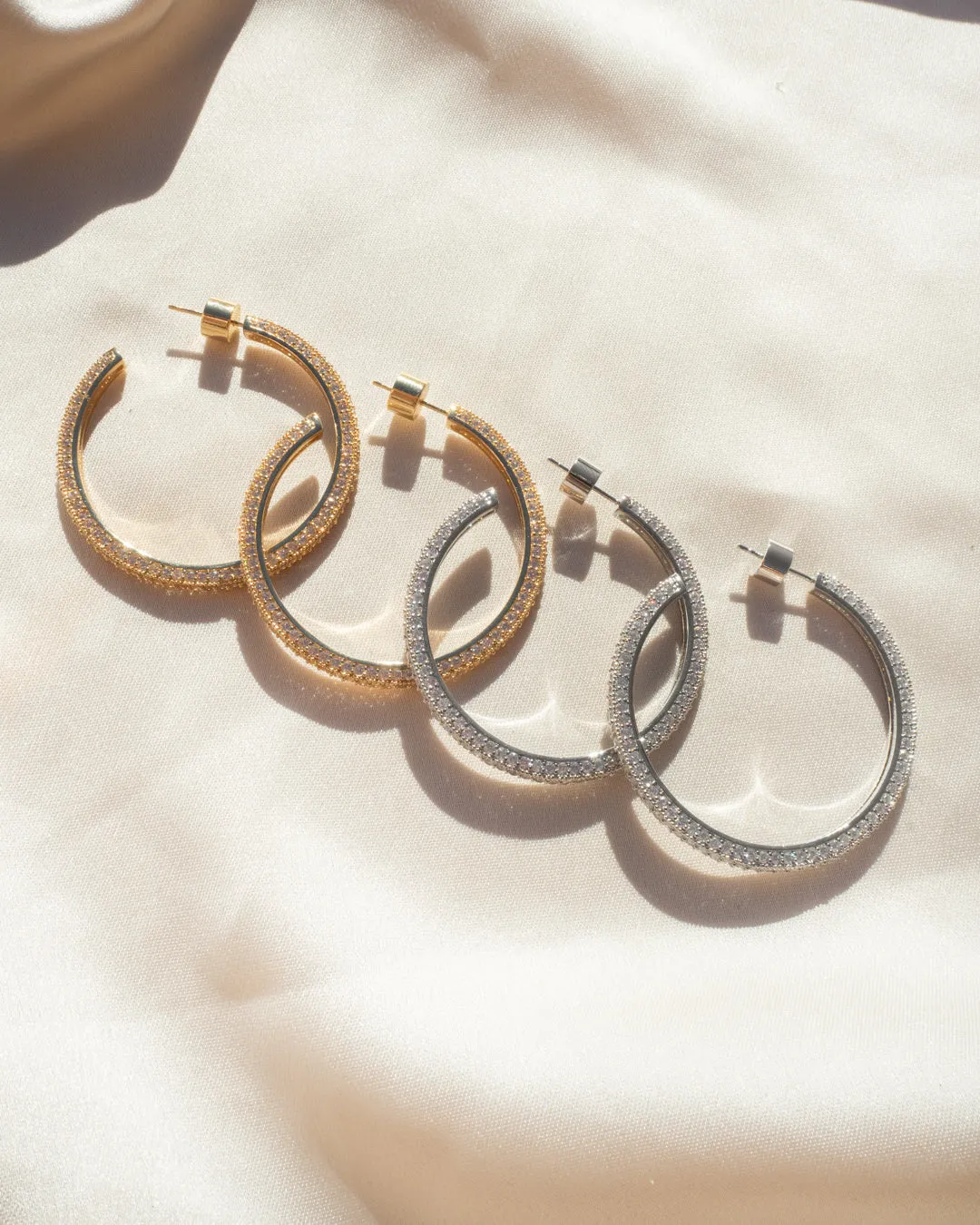 Pave Josephine Hoops- Gold