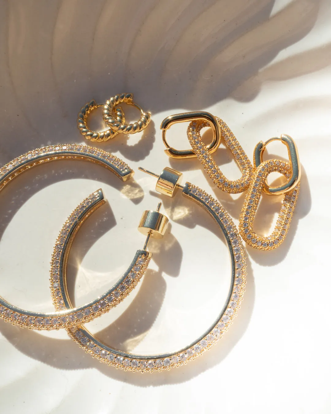 Pave Josephine Hoops- Gold