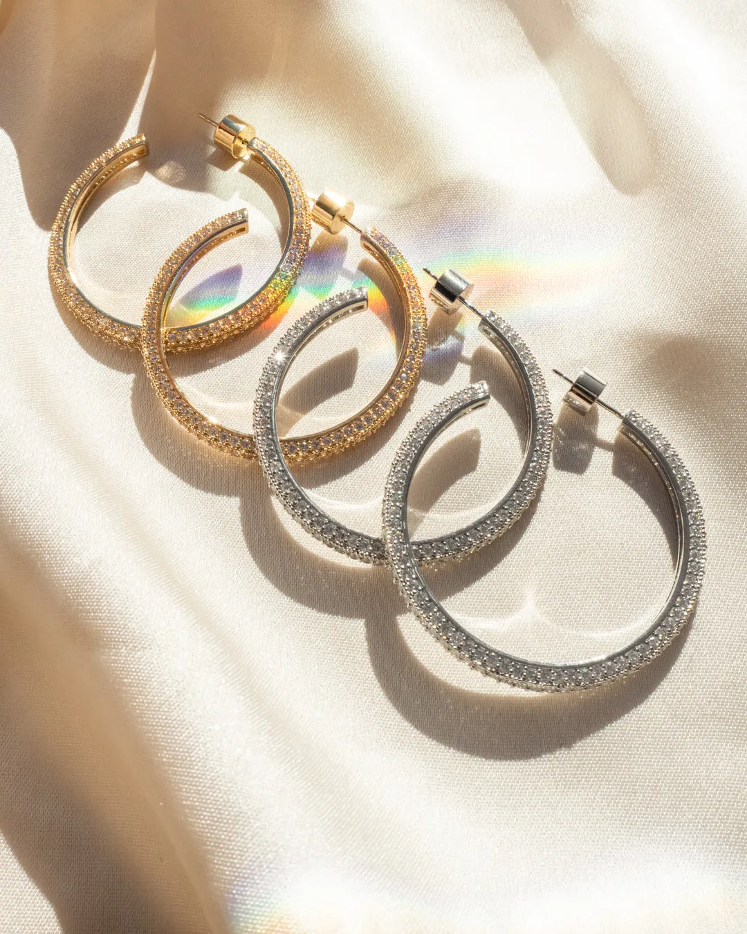 Pave Josephine Hoops- Gold