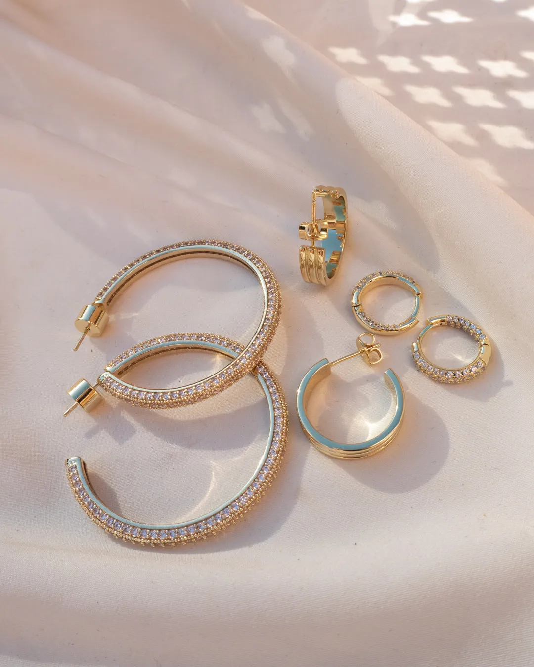 Pave Josephine Hoops- Gold