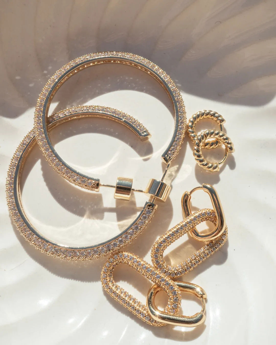 Pave Josephine Hoops- Gold