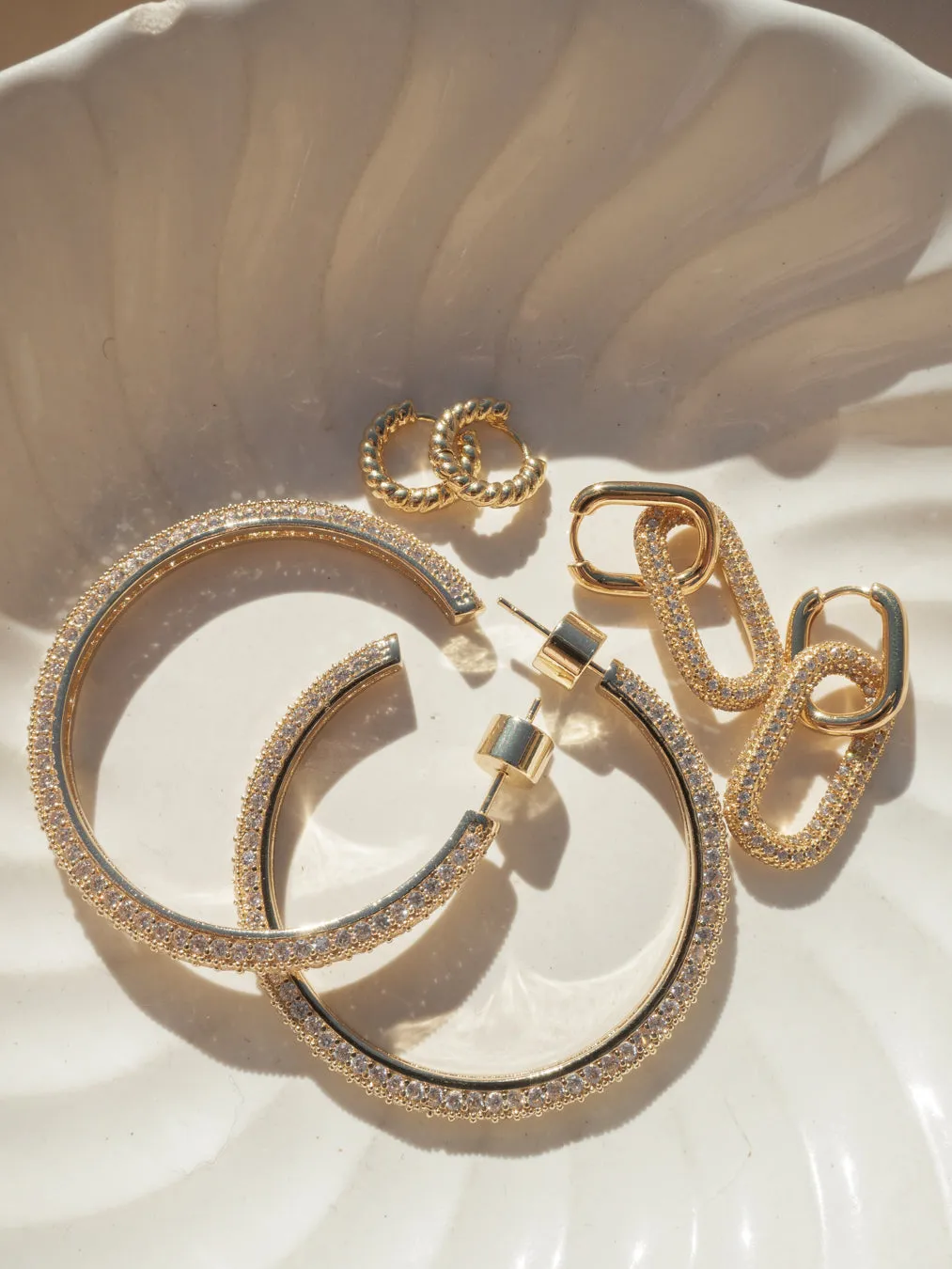 Pave Josephine Hoops- Gold