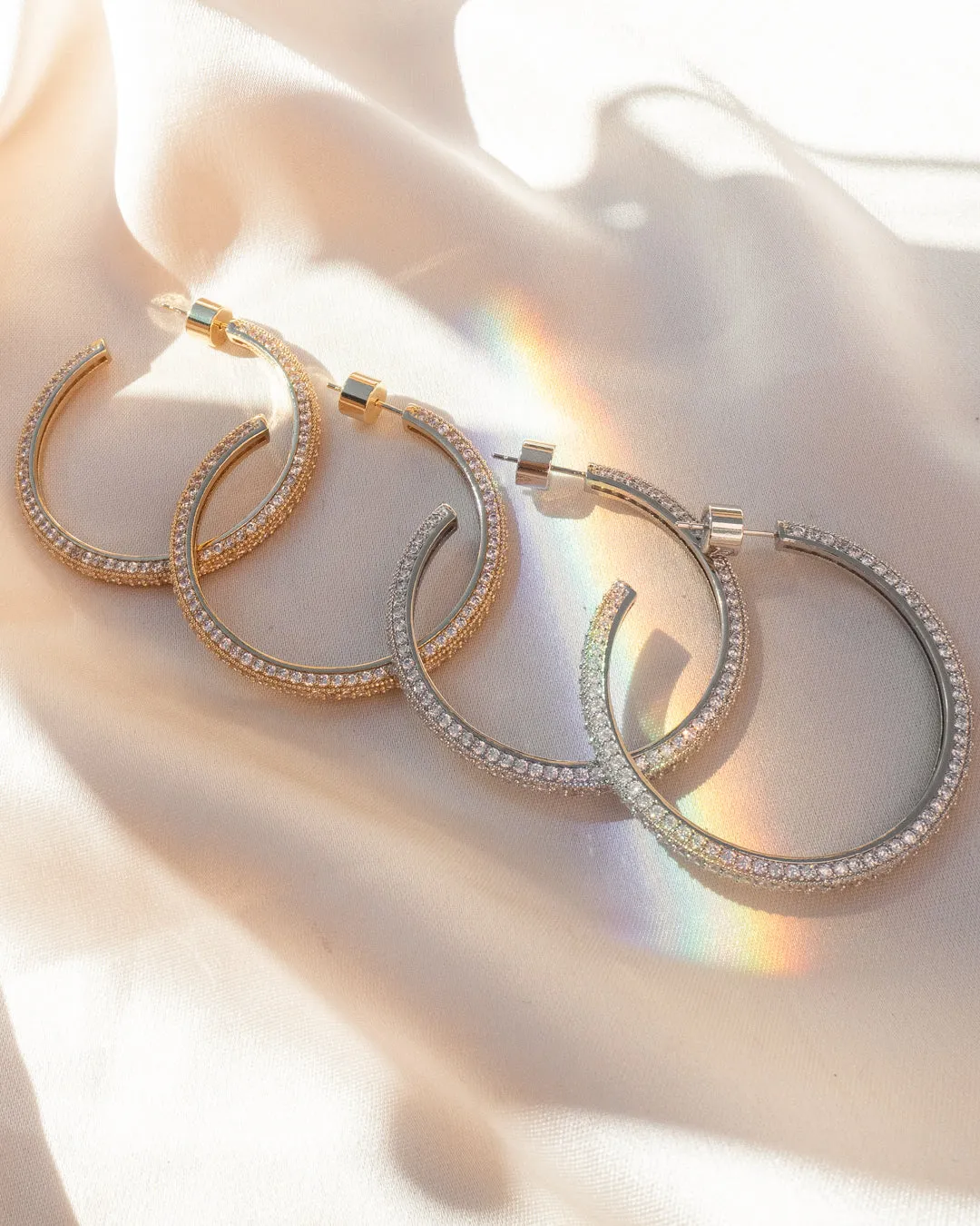 Pave Josephine Hoops- Gold