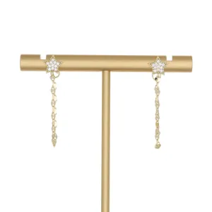 PAVE STAR CHAIN STUD EARRING