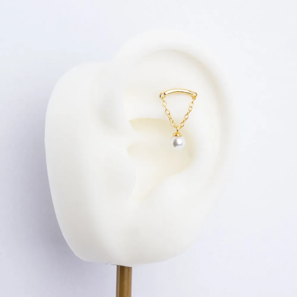Pearl Chain Hidden Helix Stud