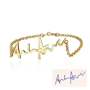 Personalized 925 Sterling Silver Handwritten Bracelets For Women Infinity Trendy Bracelets & Bangles