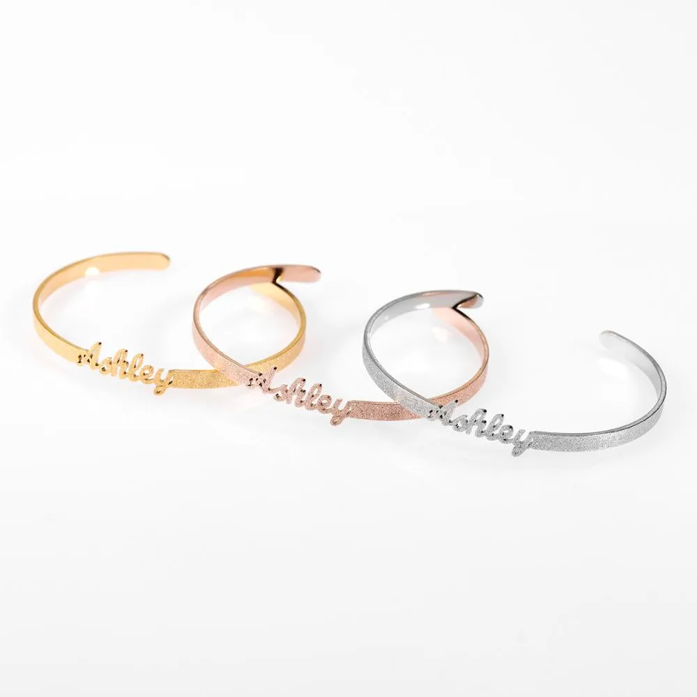 Personalized Frosted Name Bangles & Bracelet Adjusted