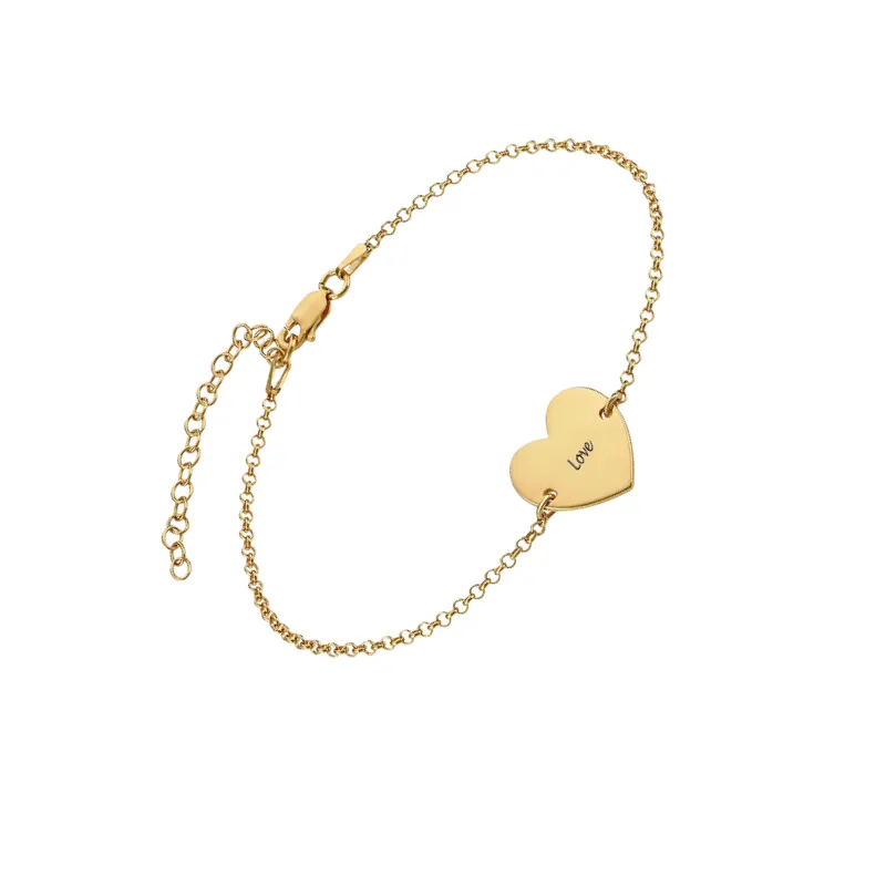 Personalized Heart Chain Bracelet for Women,Sterling Silver or Gold Plated Bracelets Gifts for Women Girls