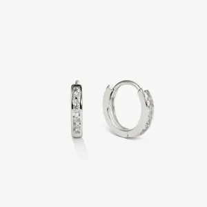 PETITE HIDDEN PAVÉ HOOPS Silver