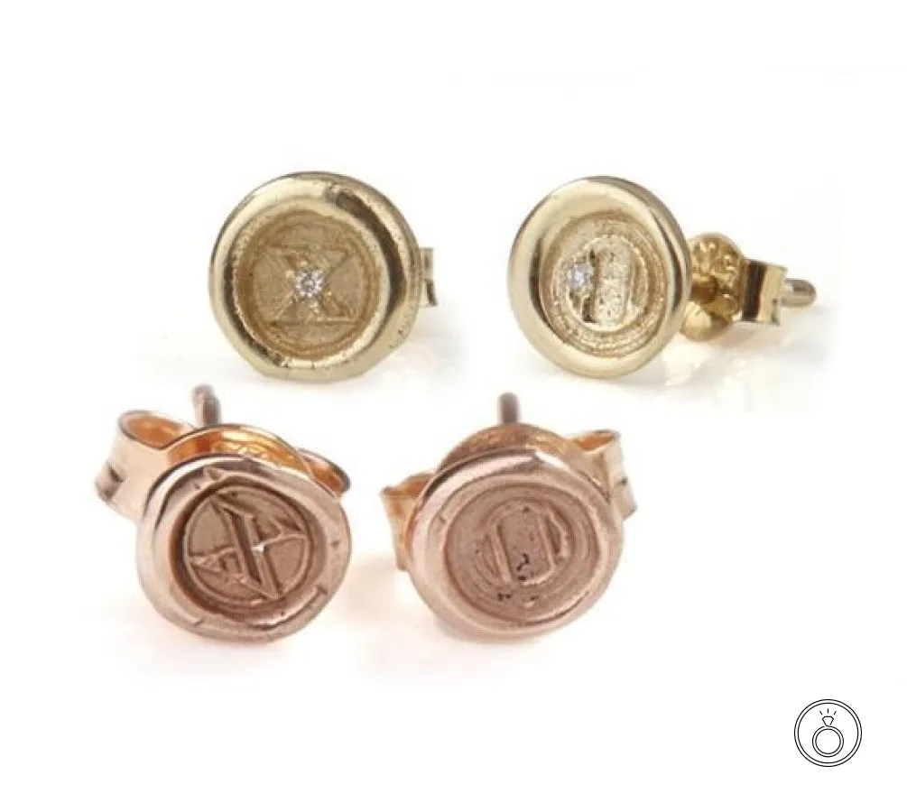 Petites Personalised Wax Seal Studs (Pair)