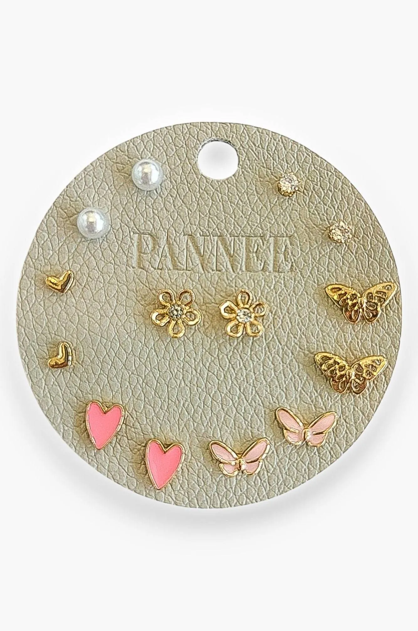 Pink Heart & Butterfly Mega Stud Earring Set