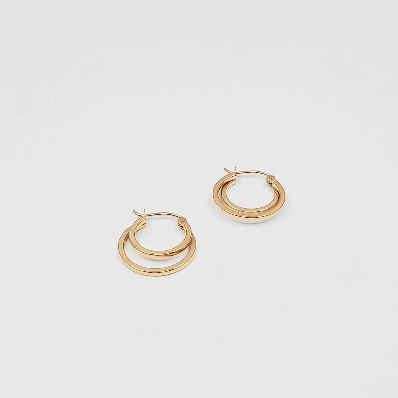 Plain Double-Hoop Gold Earrings