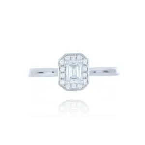 Platinum 0.49ct Emerald Cut Diamond Cluster Ring