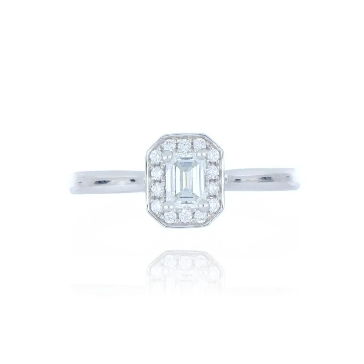 Platinum 0.49ct Emerald Cut Diamond Cluster Ring