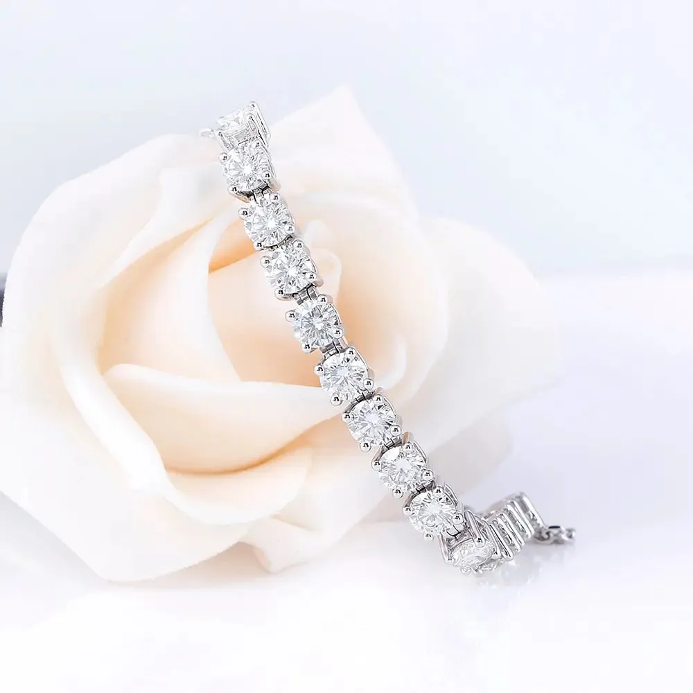 Platinum Plated Silver Moissanite Bracelet 3.5ctw