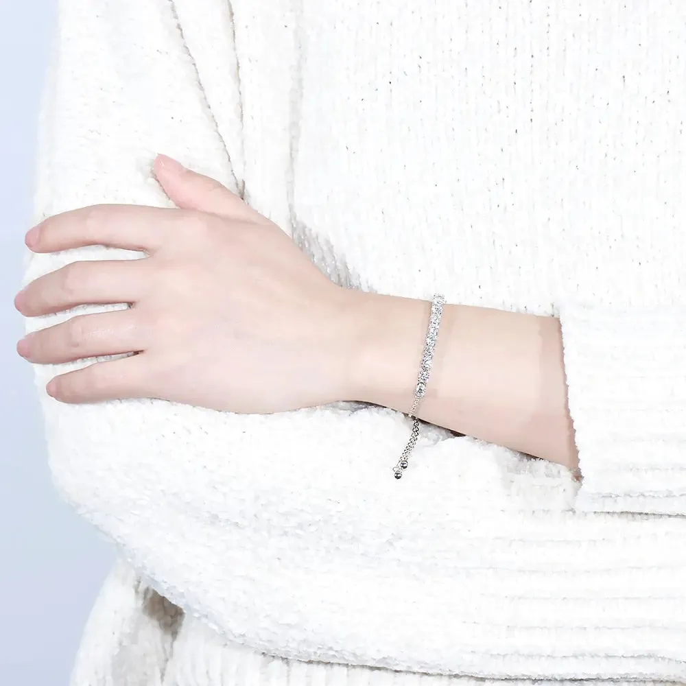 Platinum Plated Silver Moissanite Bracelet 3.5ctw
